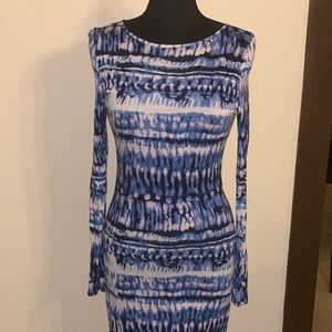 Blue Abstract Zipper Back Dress